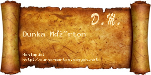 Dunka Márton névjegykártya